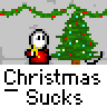 Animated Christmas-themed buddy icon showing Santa Claus interacting with a tree that progressively collapses and burns, displayed as a 5x5 contact sheet of sampled frames.