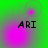 Green background with pink circular gradients and black text 'ARI' in four quadrants, showing animation changes across frames.