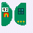 Animated contact sheet of AIM buddy icons featuring green Girl Scouts-themed designs and yellow text phrases, with two distinct icon styles shown across multiple frames.