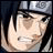 Pixelated static image of a character's face with visible facial features, dark hair, and a headband against a dark background.