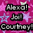 A static image with a pink starry background displays multiple names in bold white text with black outlines, including Alexa!, Allie!, Joi!, Paige!, Courtney!, Lydia!, Maggie, And All My other Friends!.