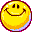 Nine yellow smiley face icons arranged in a , each with distinct facial expressions including closed eyes and open mouths showing teeth