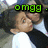 six showing a child and adult in close embrace with green text overlays forming 'omgg i'm in lovee with enkidu !'
