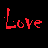 Red pixelated text 'Love Sucks' above a red heart symbol on black background with gray rectangle in bottom right.
