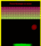 Animated sequence showing a red circular object moving across black background with green horizontal bar and pink-purple gradient strip at top.