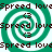 Green and white spiral pattern with repeated text 'Spreed love' in dark brown, arranged in a of four identical sections