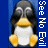 Animated contact sheet of a penguin mascot with three distinct facial expressions and mirrored text on blue backgrounds, arranged in a 2x2 grid with one empty gray cell.