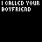 Pixelated text on black background with pink and blue accents, displaying repeated phrases about calling a boyfriend gay and hitting with a purse.