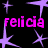 A static contact sheet frame showing a black background with purple starbursts and repeated pink text "relicia" in pixelated font.