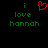 Green text 'i love hannah' on black background with red heart symbol replacing the word 'love'.