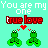 Pixel art animation of two green frogs with white eyes and black pupils, facing each other above a red heart symbol on a cyan background.