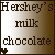 Pixelated text reads 'Hershey's milk chocolate' on a gradient background with a small heart symbol at bottom left.