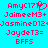 Pixelated text displays four distinct user IDs with symbols and 'BFFS' on a cyan background, arranged in two