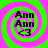 Four identical circular icons with green and pink spiral backgrounds display 'Ann Ann <3' text in black.