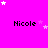 identical 'Nicole' text labels on a bright pink background with scattered white and light purple stars, partially cropped at the bottom right