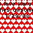 Red and white pixelated heart pattern with repeated text 'i love karai love kara', 'hes awsome hes awsom', and date '1/29/08' in black block letters.
