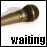 Animated microphone icon with metallic finish on white background, displaying 'waiting' text below.
