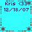 Pixelated blue background with repeated text and asterisk borders in dark blue and black.