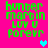 Pixelated green text on bright pink background with two heart icons, one cyan and one purple.