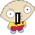 Animated pixel art of a cartoon character with large eyes and a bald head, wearing a yellow shirt and red shorts, with text overlays changing across frames.