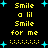 Pixelated yellow text "Smile a lil Smile for me" repeats with cyan starbursts on black background, alternating between solid and dotted dot patterns.