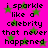 A static image with a bright pink background, green stars, and black text repeating 'i sparkle like a celebrity that never happened' in pixelated font.