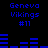 Blue pixelated text and bar graph elements on a black background, with repeated 'Geneva Vikings #11' text and horizontal bars.