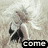 Animated icon shows a character with light hair and dark clothing against a textured background, text changes sequentially from 'come' to 'be' to 'crazy' then 'with me.'