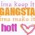 Pixelated text and a heart symbol in orange, pink, purple, and white colors on a white background.