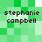 Green pixelated background with four identical text blocks displaying 'stephanie campbell' in black lowercase letters