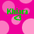 Green text 'Khiara' above a green pixelated heart on a pink background with light pink circles.