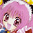 Pixelated anime-style character with pink hair and brown eyes, next to black background with white text "AnimeIM" and "c0m".