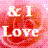 A four- of text over floral backgrounds with heart symbols, each displaying a segment of the phrase "& I him ❤️ Love more than words can ❤️ say" in white serif font