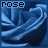 Pixelated blue icon with 'rose' text in top-left corner and abstract curved lines forming a stylized flower shape.