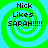 Four identical pixelated display 'Nick Likes SARAH!!!!!' text over green and blue spiral backgrounds