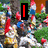 Animated scene with gnomes in a garden, text changes from 'I call him' to 'TOLEDO!!', and two purple hearts appear.