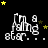 Animated icon with white text "I'm a falling star." on black background, yellow stars move across the scene.