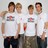Four pixelated figures in white shirts with red and gray symbols on the chest, standing side-by-side against a light background.