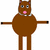 Brown cartoon cat with pink inner ears and white collar in three distinct poses: standing, kicking one leg up, and sitting cross-legged.