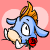 A 3x3 grid of animated frames showing a blue cartoon donkey with orange hair holding a red rose against a pink background with heart shapes.