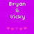 Pixelated text 'Bryan & Vicky' on purple background with pink heart symbols below, two identical frames showing heart animation.