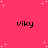 A static image with a bright pink background featuring scattered white dots and repeated black text "viky" in four