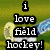 Four distinct display text and imagery: top-left shows 'i love field hockey!' over a blurred sports background, top-right shows 'ily girls!!' over a green and blue heart, bottom-left shows 'go wing school !!!!' on a solid blue background, bottom-right is blank