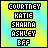Pixelated text listing names and 'BFF' on a rainbow gradient background with visible color transitions.