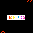 A 4-frame animated contact sheet showing a pixelated rainbow text logo "HARISSA" with scattered colorful stick figures on black background.