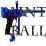 Animated sequence showing a stylized figure holding a paintball gun with 'PAINTBALL' text below, cycling through color variations of blue and black on white background.