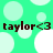 Green background with light green and white circles; repeated dark brown text 'taylor<3' in two