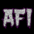 Pixelated static icon featuring stylized white letters AFI with purple outline on black background, rendered in low-resolution blocky style.