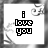 25 identical square icons with 'I love you' text, each featuring a black-and-white cloud pattern background and red-highlighted 'love' in the center
