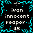 Pixelated icon with cyan border and black background displaying repeated text elements including 'ivan', 'innocent', 'reaper', and '45' in white font.